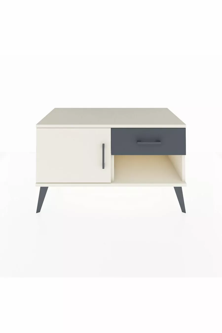 Commode Hyperion avec une seule étagère, un tiroir et une porte, couleur Pierre de Lune/Anthracite