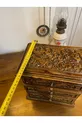 Coffre à deux tiroirs avec miroir et serrure en bois, hauteur cm