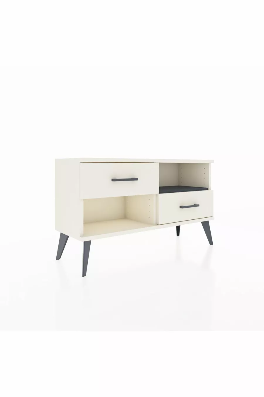 Commode Arges à une étagère et 2 tiroirs, quartz-anthracite/quartz