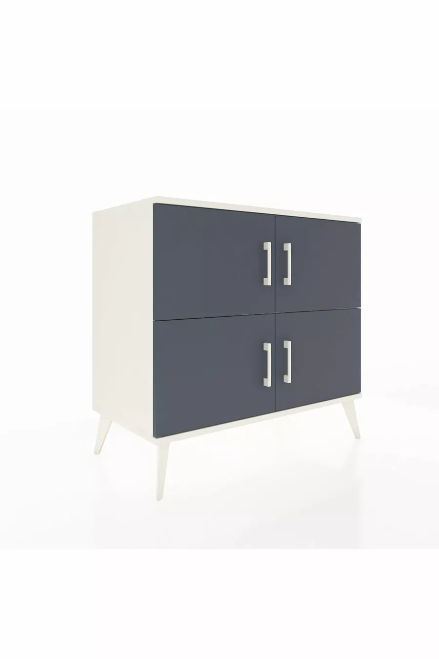 Commode Hyperion 2 étagères 4 portes Pierre de lune-Anthracite/Pierre de lune