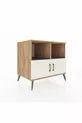 Commode Kronos 2 étagères 2 portes Pin-Quartz/Anthracite