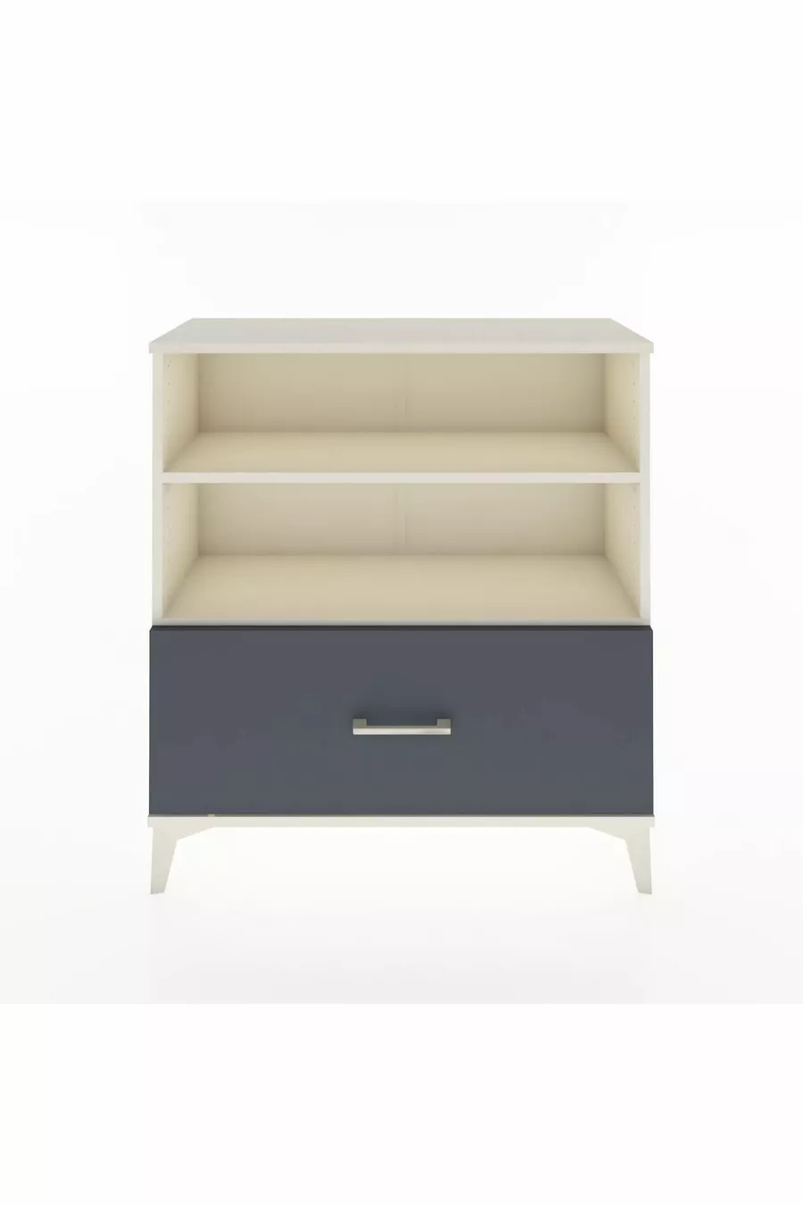Commode Arges 2 étagères 1 tiroir Pierre de lune-Anthracite