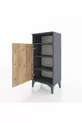 Table de chevet Arges à 3 étagères avec une porte, Anthracite-Pin