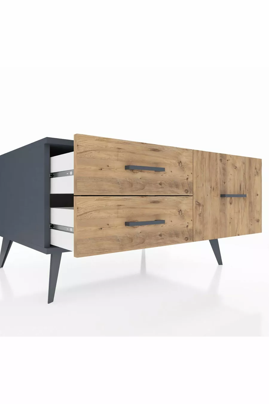 Commode Kronos 3 étagères Anthracite-Anthracite/Sapin