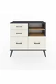 Commode Arges 2 étagères 4 tiroirs Anthracite-Pin/Pierre de Lune
