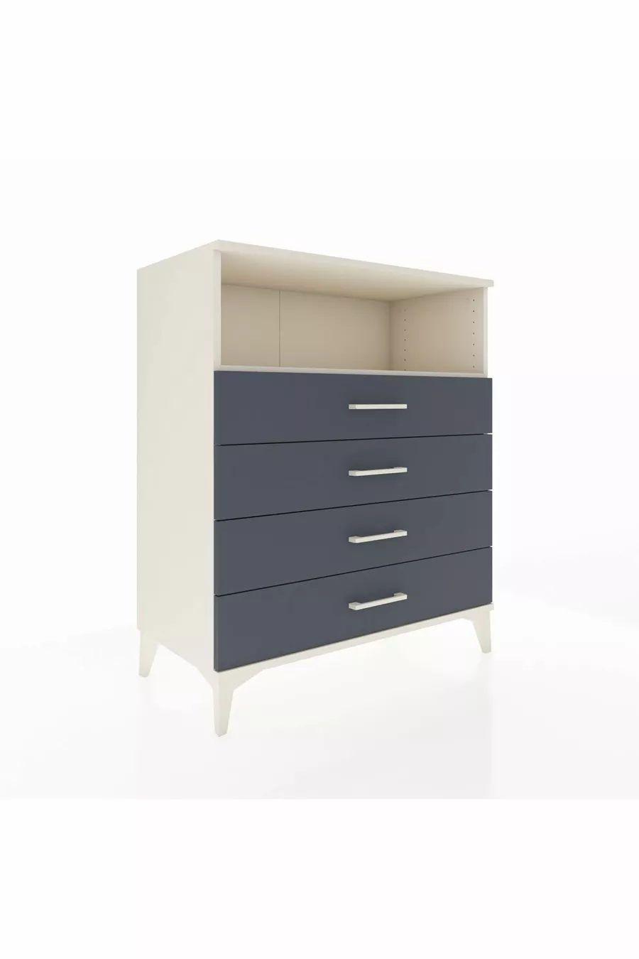 Commode Hyperion à une étagère et 4 tiroirs Aigue-marine-Anthracite