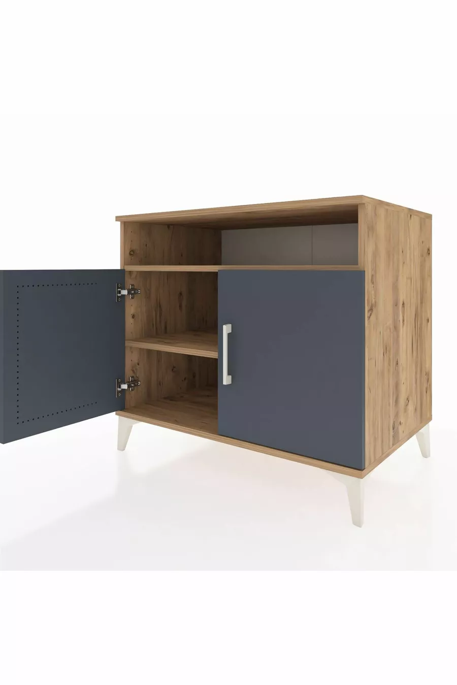 Commode Kronos 2 étagères 2 portes Pin-Anthracite