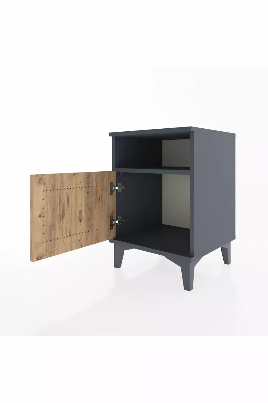 Chevet Hyperion avec une étagère unique et une porte unique Anthracite-Pin