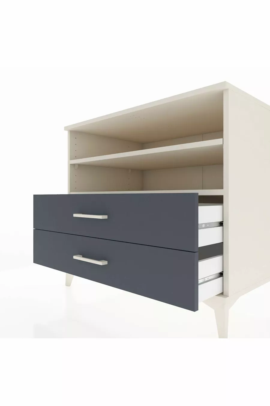 Commode Kronos 2 étagères 2 tiroirs Pierre de lune-Anthracite