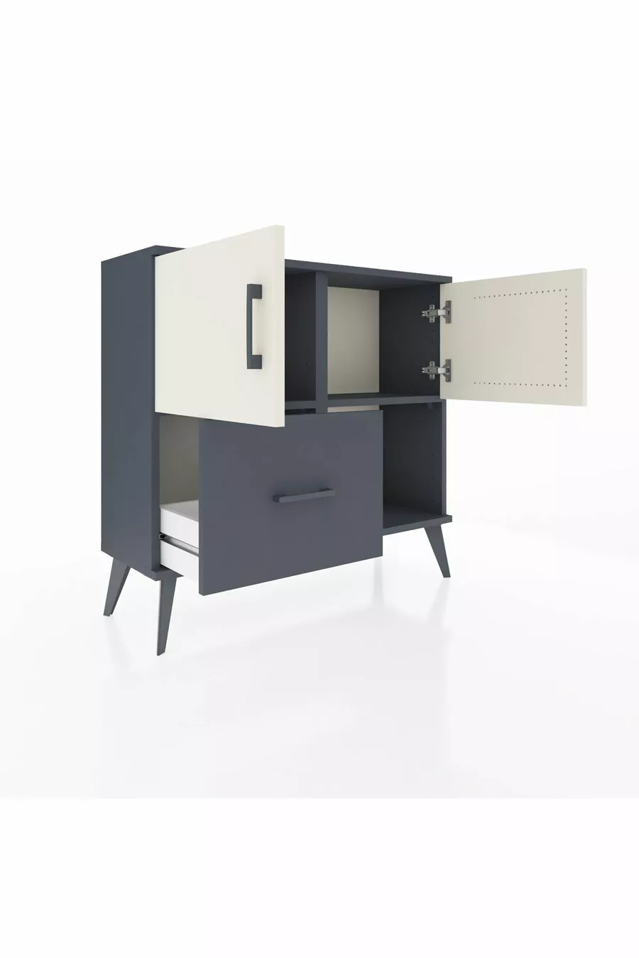 Commode Arges à 2 étagères, 1 tiroir, 2 portes, Anthracite-Pierre de lune/Anthracite
