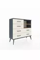 Commode Arges 2 étagères 6 tiroirs Anthracite-Pin/Pierre de Lune