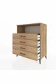 Commode Hyperion à un seul étagère et 4 tiroirs en pin-pin