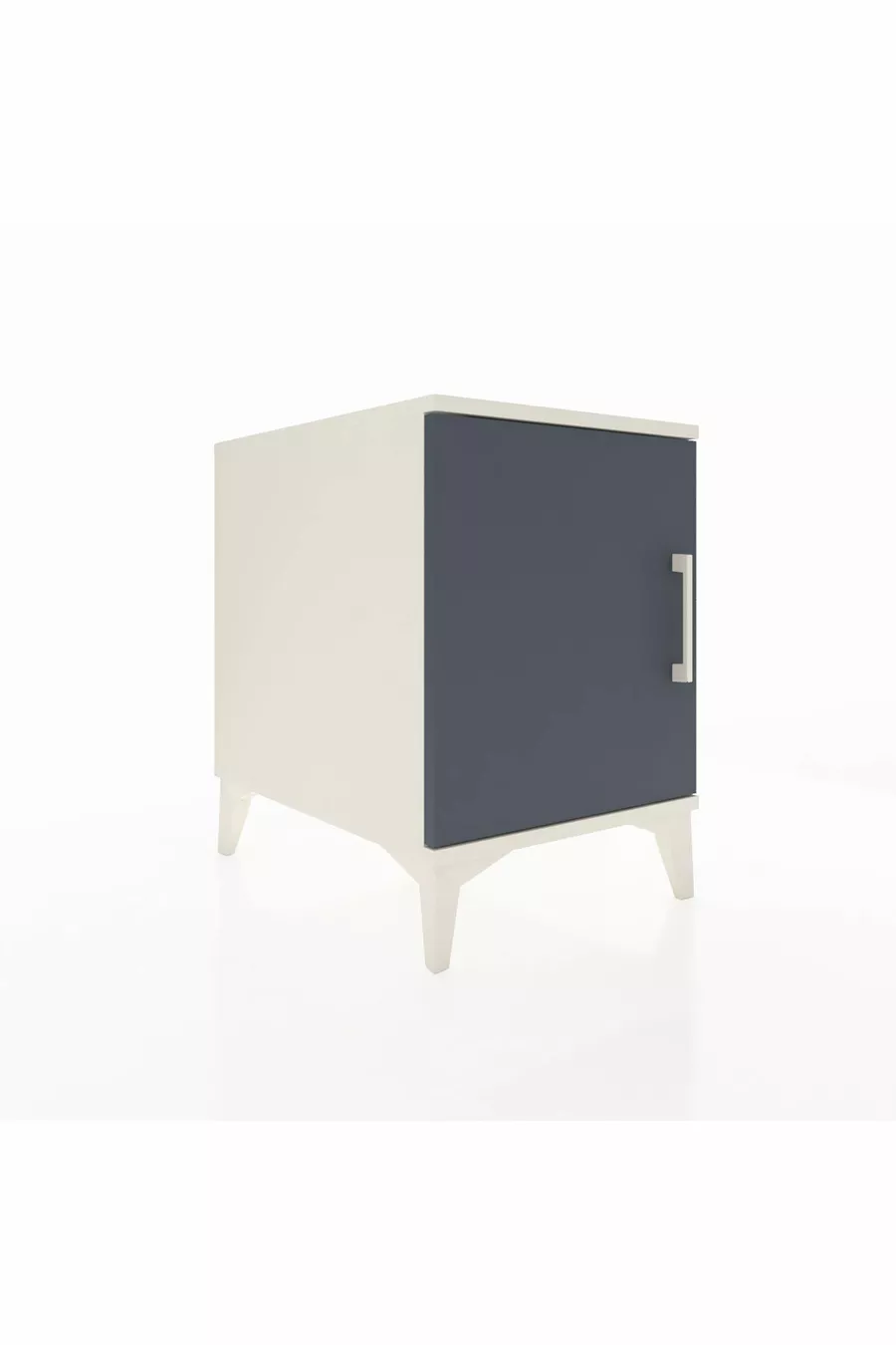 Table de chevet Kronos à 2 étagères avec 1 porte, Pierre de lune-Anthracite
