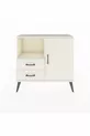 Commode Arges avec 2 étagères, 2 tiroirs et une porte, couleur Oeil-de-pierre