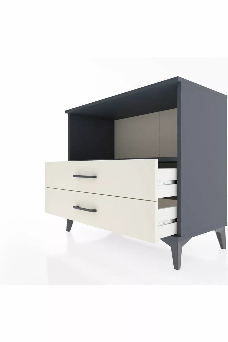 Commode Hyperion à une étagère et 2 tiroirs Anthracite-Pierre de Lune
