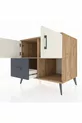 Commode Kronos à 2 étagères, 1 tiroir, 2 portes, pin-gris anthracite