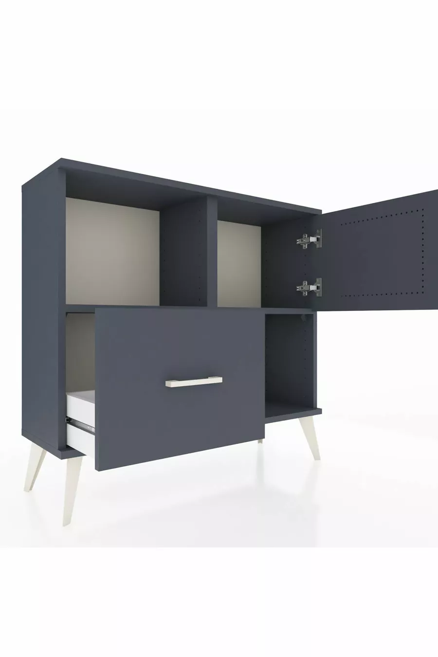 Commode Arges 2 étagères, 1 tiroir, 1 porte, Anthracite-Anthracite
