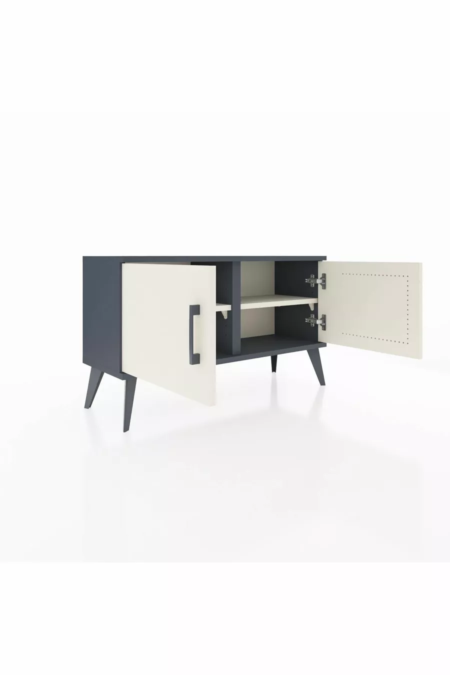 Commode Arges 2 étagères 2 portes Anthracite-Pierre de lune