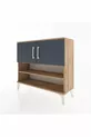 Commode Arges 3 étagères 2 portes Pin-Anthracite