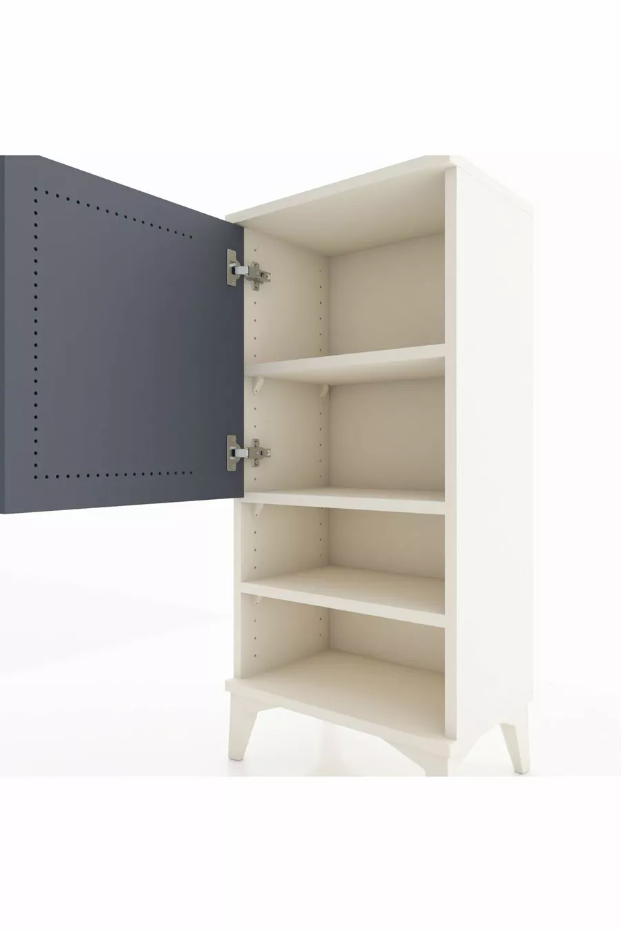 Table de chevet Arges à 3 étagères avec 1 porte, Pierre de lune - Anthracite