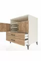 Commode Kronos avec 3 étagères, 2 tiroirs et 2 portes, Pierre de lune-Pin