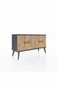 Commode Arges 2 Tiroirs Anthracite-Anthracite/Sapin