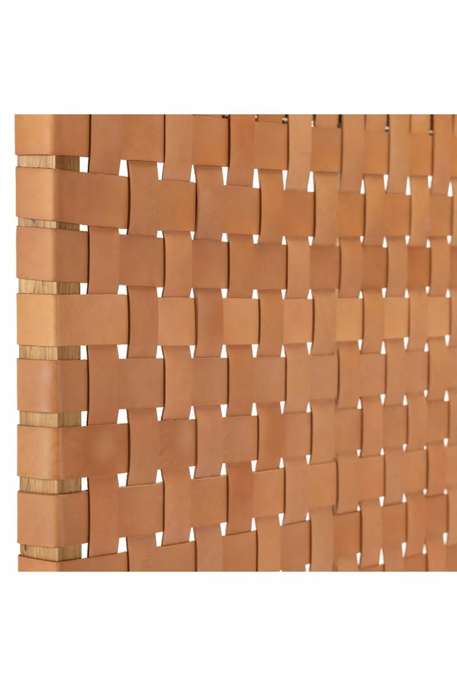 Tête de lit en cuir véritable avec tissage en bois