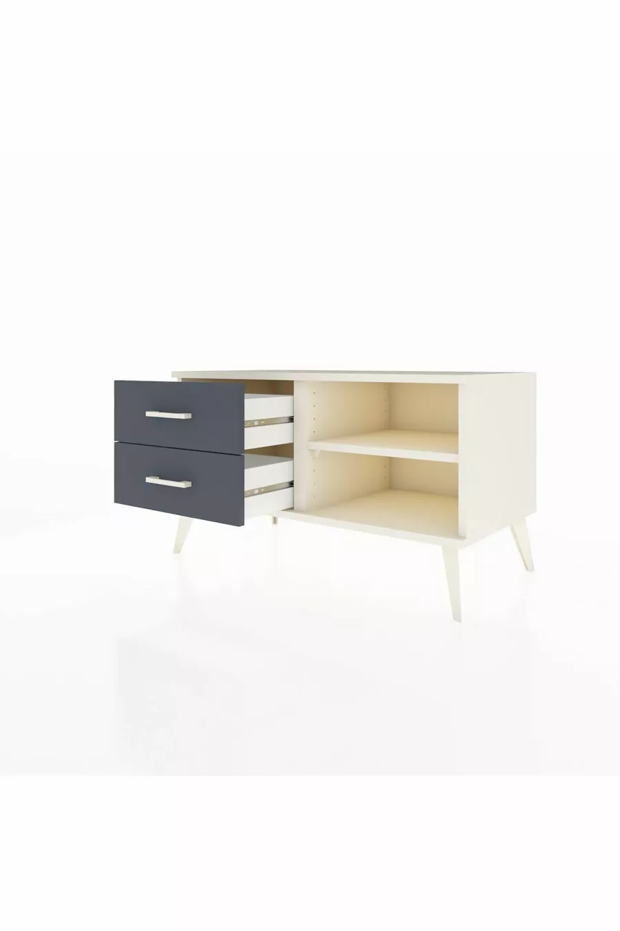 Commode Hyperion à une étagère et 2 tiroirs, Pierre de lune / Anthracite