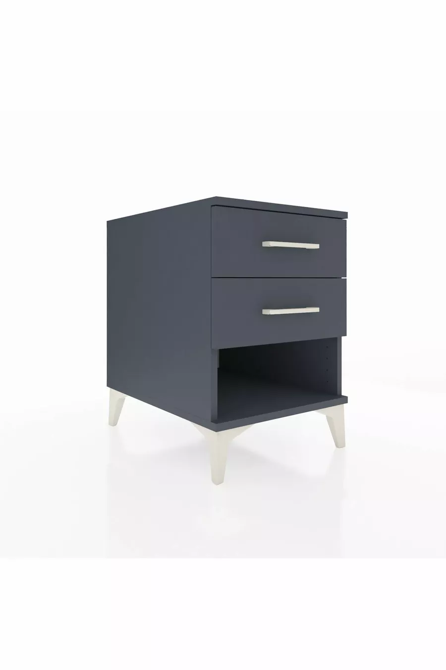 Table de chevet Kronos à 2 tiroirs Anthracite-Anthracite