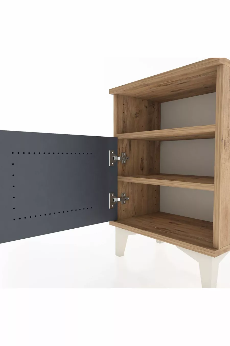Chevet Arges avec 2 étagères et 1 porte Pin-Anthracite