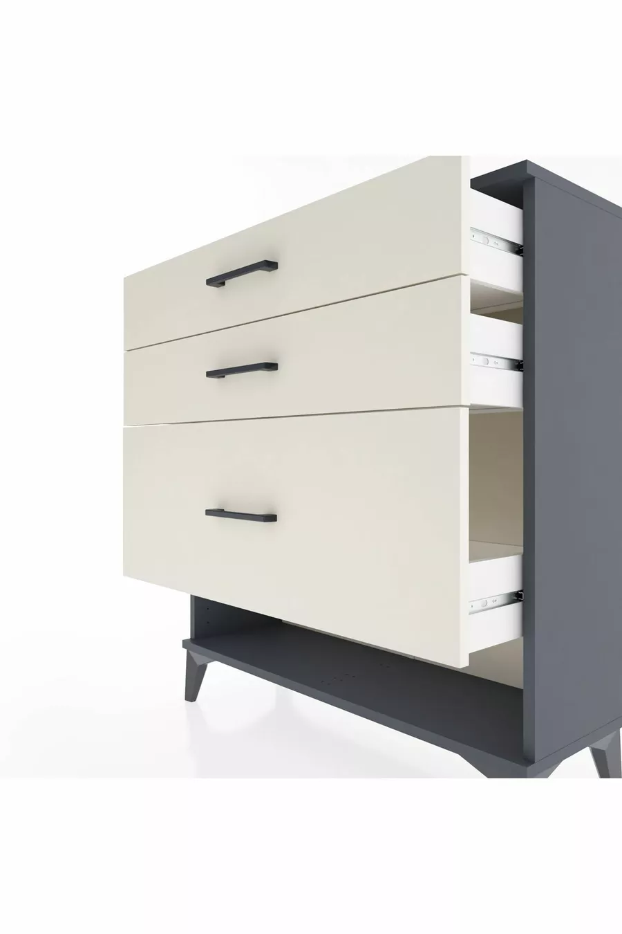Commode Arges 3 tiroirs Anthracite-Pierres de lune