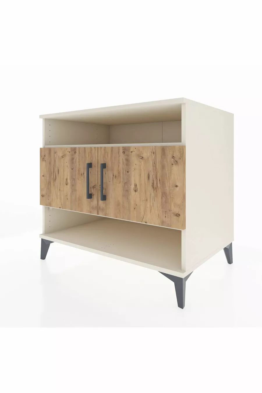 Commode Kronos 3 étagères 2 portes Pierre de Lune-Pin