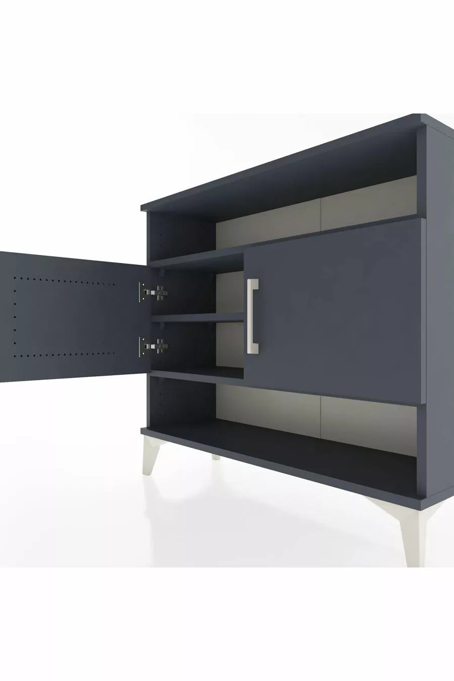 Commode Arges 3 étagères 2 portes Anthracite-Anthracite