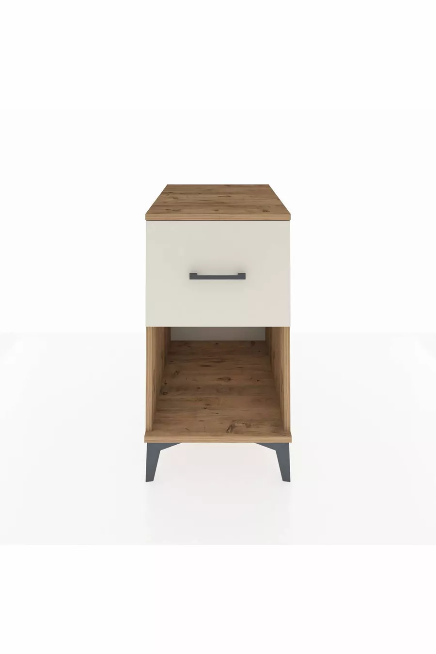 Kronos Table de Chevet à Un Tiroir Pin-Pierre d'Agate