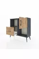 Commode Arges 2 étagères, 1 tiroir, 1 porte, Anthracite-Pin
