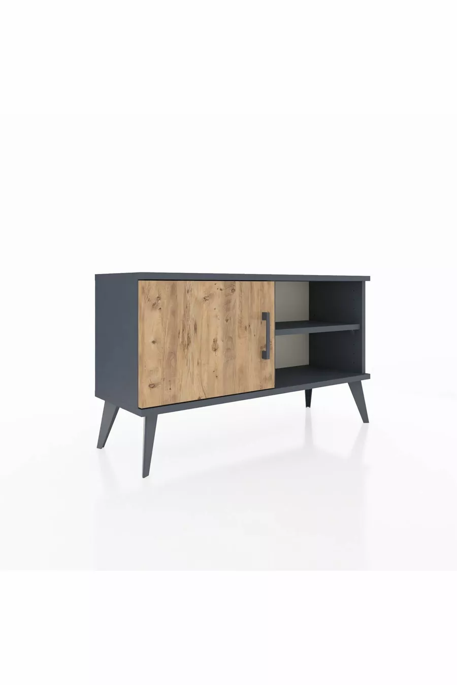 Commode Arges à 2 étagères avec une porte Anthracite-Pin/Anthracite