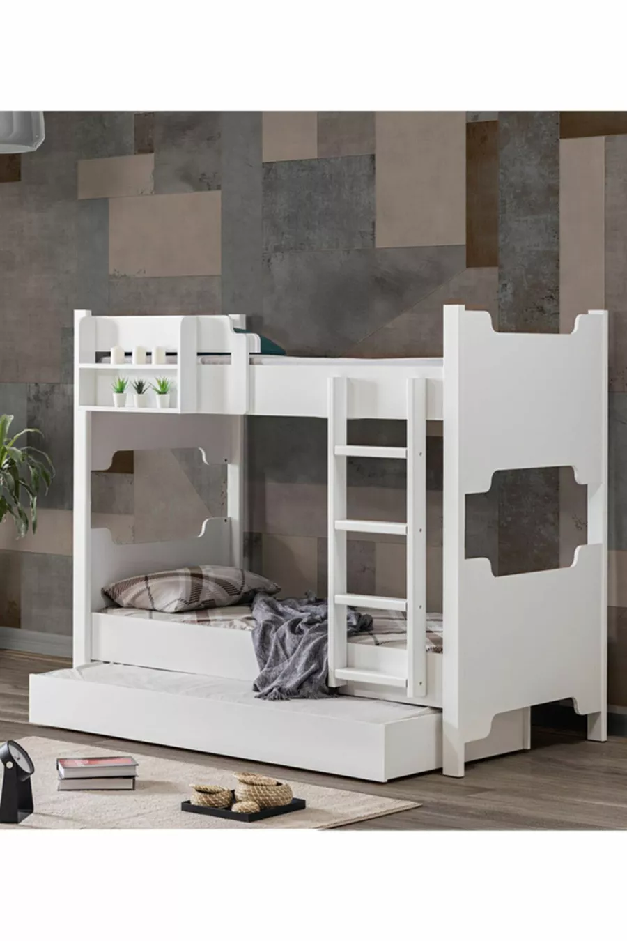 Lits superposés en profil MDF, lit superposé modulable Eurasia avec deux lits confort