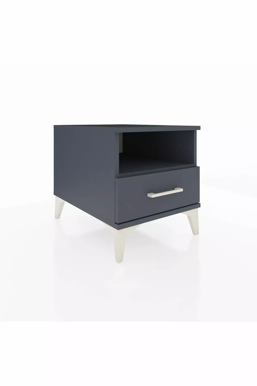Chevet Kronos à une étagère et un tiroir Anthracite-Anthracite