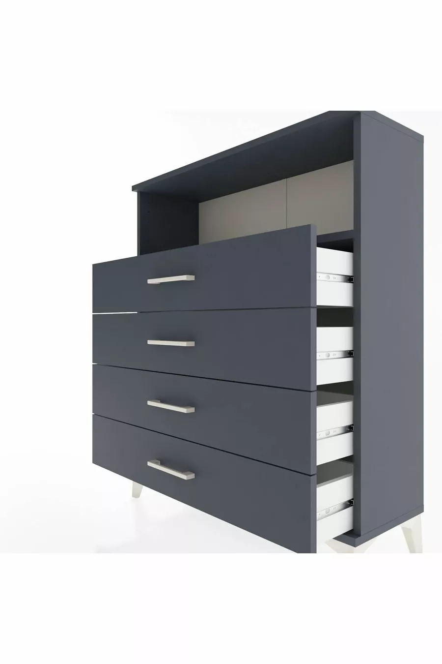 Commode Arges à une étagère et 4 tiroirs Anthracite-Anthracite