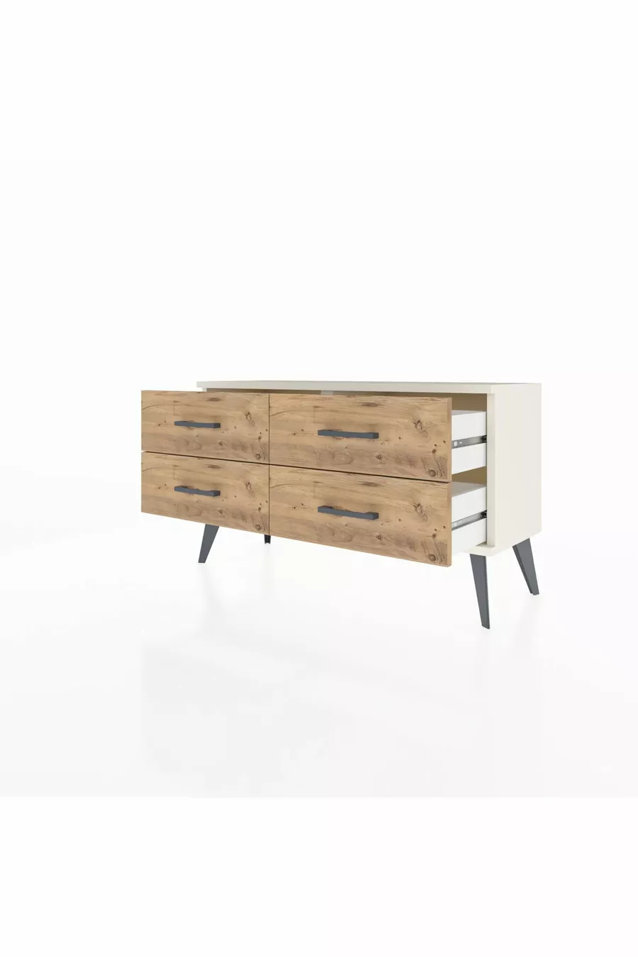 Commode Arges à 4 étagères Pierre de lune/Pine