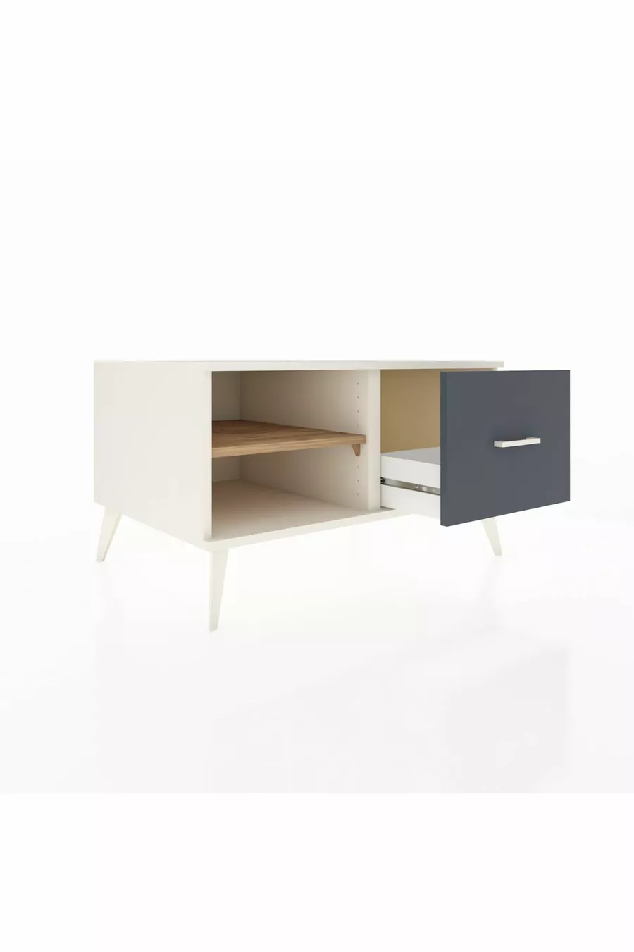 Commode Kronos à une étagère et un tiroir, quartz- pin/anthracite