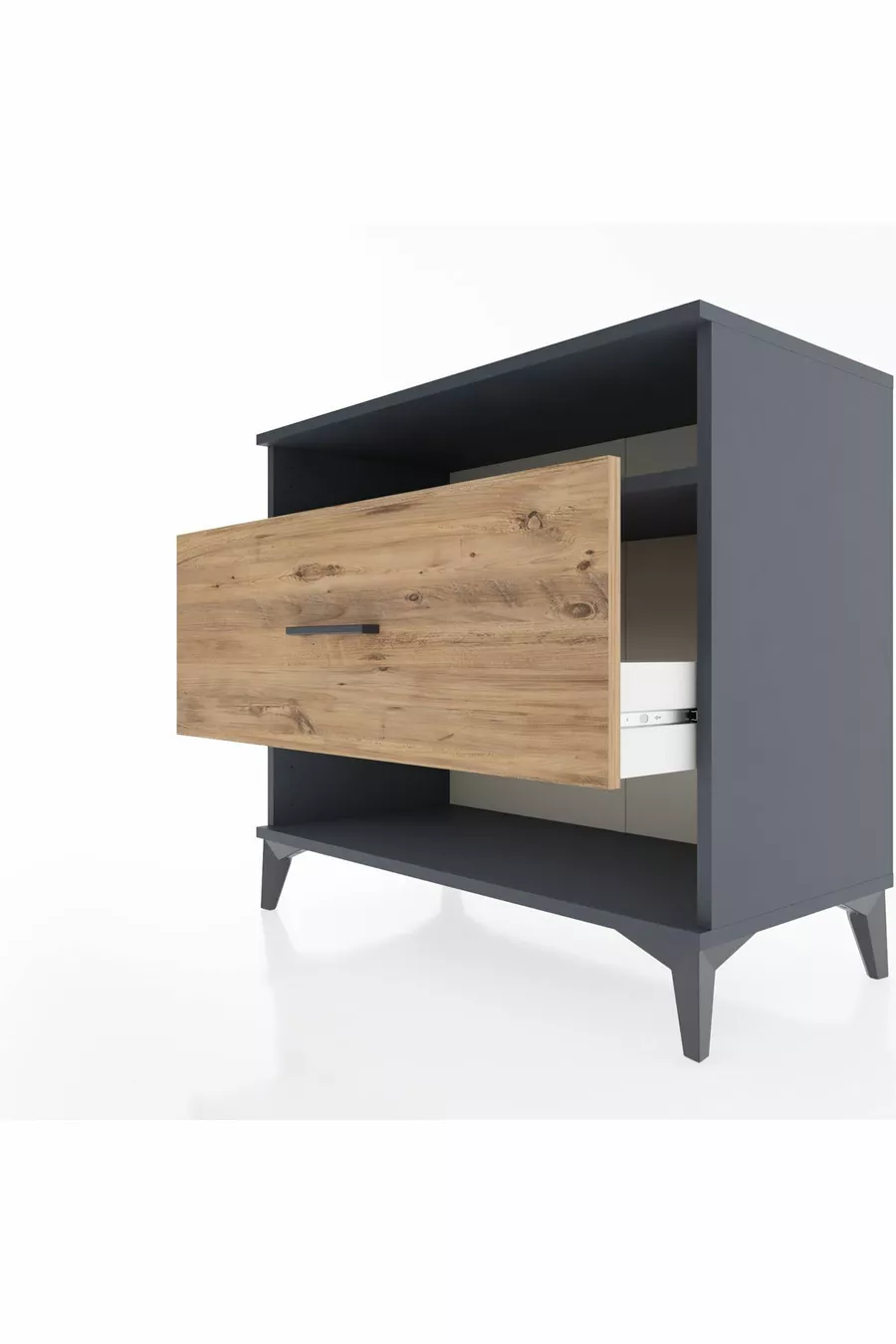 Commode Hyperion à une étagère et un tiroir, anthracite-pin