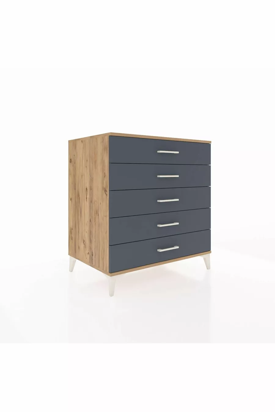 Commode Kronos à 5 tiroirs Pin-Anthracite