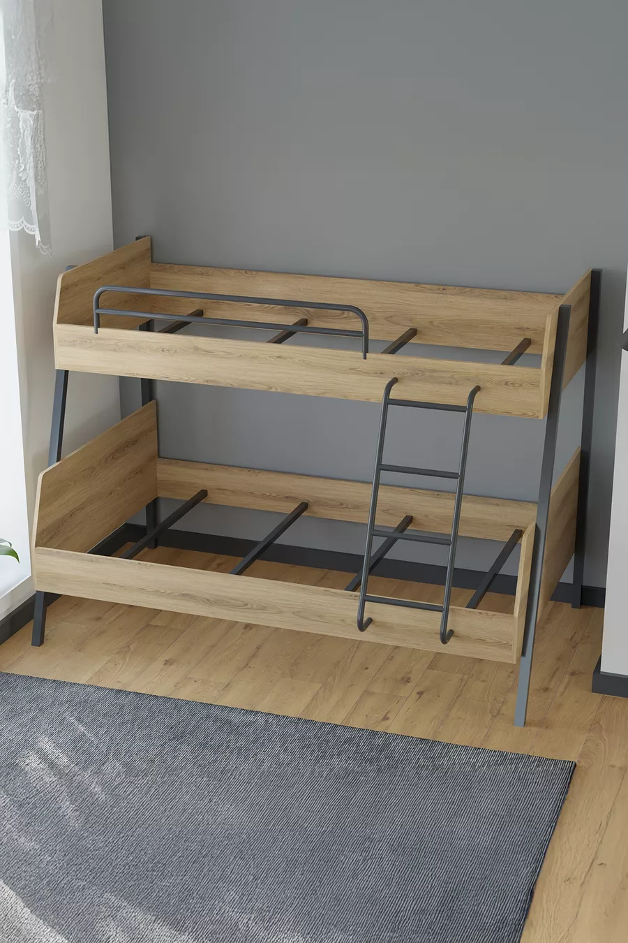 Lits superposés pour jeunes avec pieds en métal Cardi pour chambre d'enfant