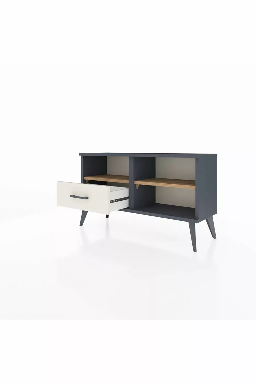 Commode Arges 2 étagères, 1 tiroir, Anthracite-Sapin/Mer de pierre