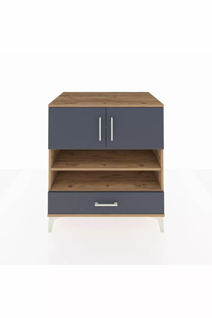 Commode Kronos 4 étagères, 1 tiroir, 2 portes, Pin-Anthracite