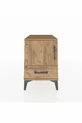 Table de chevet Kronos avec 2 étagères, 1 tiroir et 1 porte, pin-pin