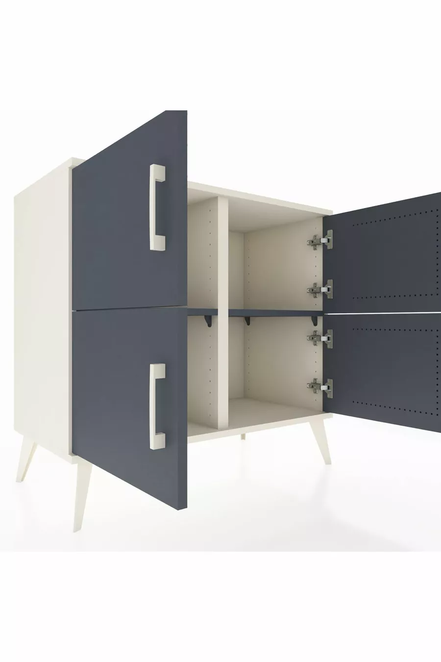 Commode Hyperion 2 étagères 4 portes Pierre de lune-Anthracite