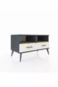 Commode Hyperion 2 étagères 2 tiroirs Anthracite-Pin/Pierre de Lune
