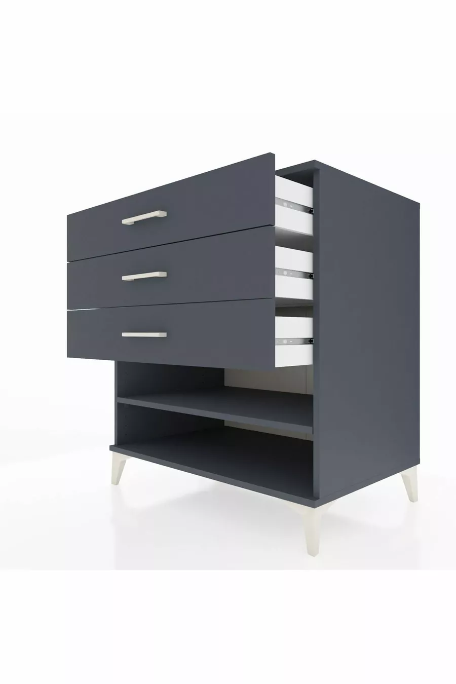 Commode Kronos à une étagère et trois tiroirs Anthracite-Anthracite